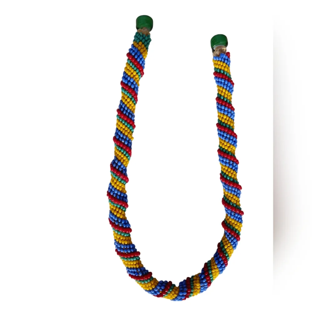 Handcrafted Bone & Beaded Necklace Tribal Boho Statement Jewelry